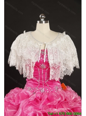 Designer Coral Red Quince Dresses with Beading and Ruffles