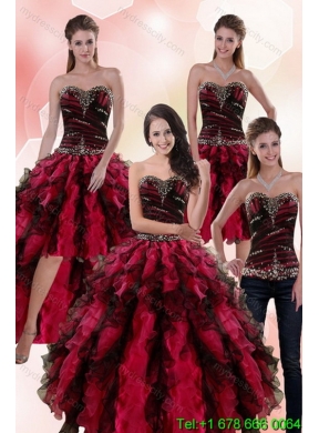 Designer Multi Color Dresses for Quince with Ruffles and Beading