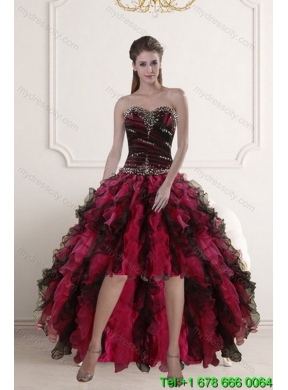 Designer Multi Color Dresses for Quince with Ruffles and Beading