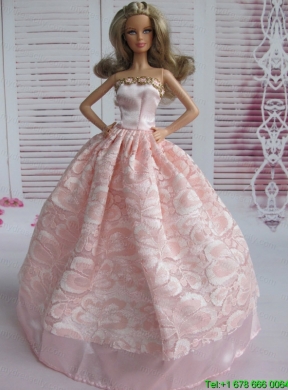 Lovely Baby Pink Applqiues Party Clothes Fashion Dress for Noble Barbie