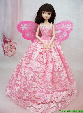 Lovely Handmade Pink Lace To Barbie Doll Dress