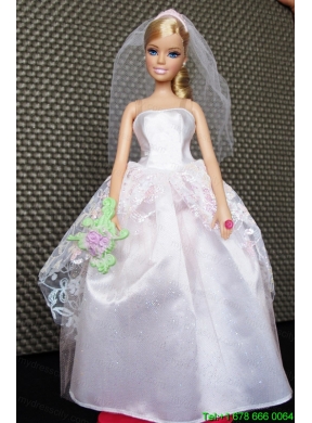 Lovely Handmade White Barbie Doll Wedding Dress