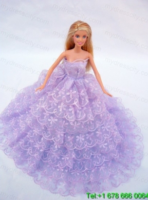 The Most Amazing Lilac Dress With Lace and Ruffles Made to Fit the Barbie Doll