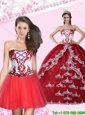 2015 Detachable Appliques Strapless Quinceanera Skirts in Multi Color