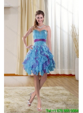 2015 Detachable Multi Color Dresses for Quince with Ruffles and Beading