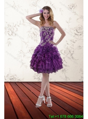 2015 Detachable Purple Quinceanera Skirts with Appliques and Ruffles