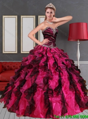 2015 Detachable Sweetheart Beaded and Ruffled Quinceanera Skirts in Multi Color