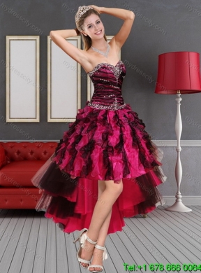 2015 Detachable Sweetheart Beaded and Ruffled Quinceanera Skirts in Multi Color