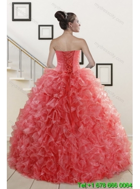 2015 Detachable Watermelon Red Quinceanera Skirts with Beading and Ruffles