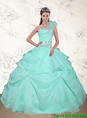 Detachable 2015 Apple Green Quinceanera Skirts with Beading and Appliques