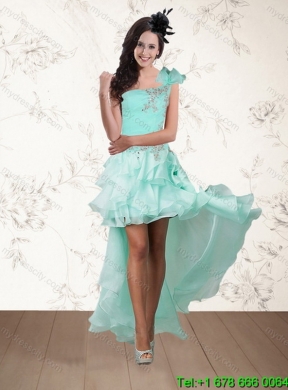 Detachable 2015 Apple Green Quinceanera Skirts with Beading and Appliques