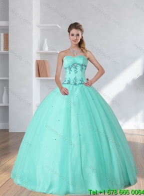 Detachable Apple Green Sweetheart 2015 Quinceanera Skirts with Appliques and Beading