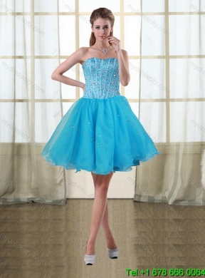 Detachable Baby Blue Strapless 2015 Quinceanera Skirts with Beading