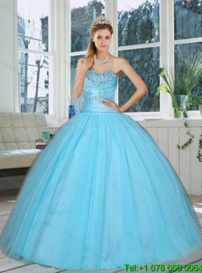Detachable Baby Blue Sweetheart Beaded Quinceanera Skirts for 2015