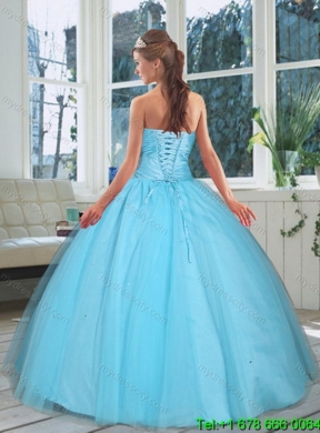 Detachable Baby Blue Sweetheart Beaded Quinceanera Skirts for 2015