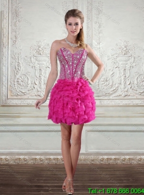 Detachable Hot Pink Sweetheart Quinceanera Skirts with Beading and Ruffles