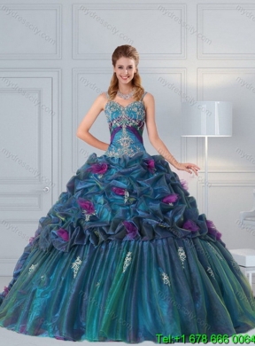 Detachable Multi Color 2015 Quinceanera Skirts with Hand Made Flower and Pick Ups