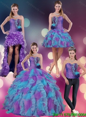 Detachable Multi Color Strapless Quinceanera Skirts with Beading and Ruffles