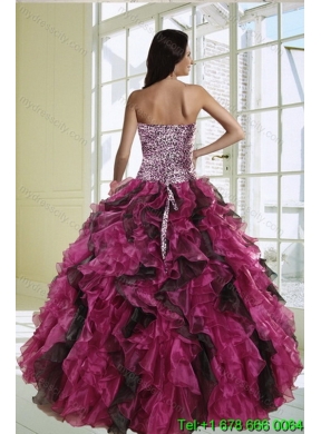 Detachable Multi Color Strapless Quinceanera Skirts with Leopard Print