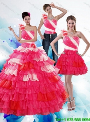 Detachable One Shoulder Ruffled Layers and Beading Multi Color Quinceanera Skirts for 2015