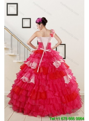 Detachable One Shoulder Ruffled Layers and Beading Multi Color Quinceanera Skirts for 2015