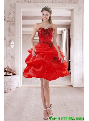 Detachable Red Quinceanera Skirts with Appliques and Pick Ups for 2015