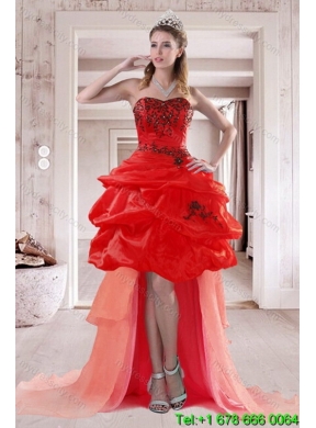 Detachable Red Quinceanera Skirts with Appliques and Pick Ups for 2015