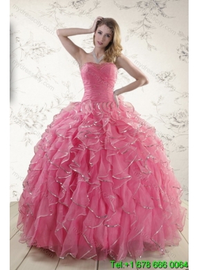 Detachable Strapless Paillette Quinceanera Skirts in Rose Pink for 2015