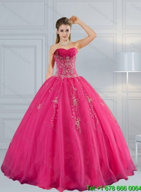 Detachable Sweetheart Hot Pink Quinceanera Skirts with Appliques and Beading