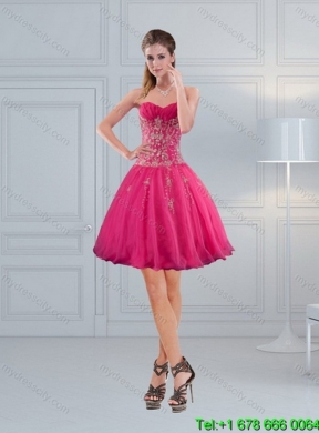 Detachable Sweetheart Hot Pink Quinceanera Skirts with Appliques and Beading