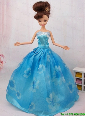 Elegant Printing Ball Gown Party Clothes Barbie Doll Dress