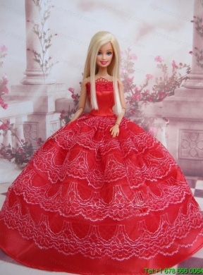 Exclusive Ball Gown Red Taffeta Barbie Doll Dress