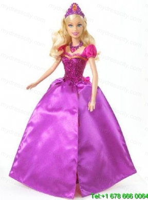 Sweet Princess Handmade Lavender Square Short Sleeves Party Clothes Fashion Dress for Noble Barbie