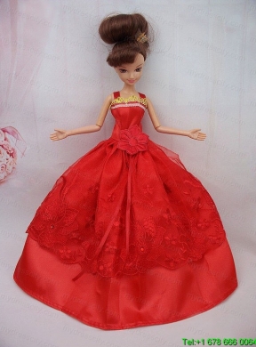 The Most Amazing Red Dress With Sash and Lace Wedding Dress For Barbie Doll