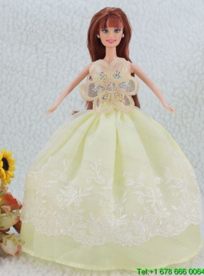 The Most Beautiful Beading and Embroidery Yellow Green Ball Gown Party Clothes Barbie Doll Dress