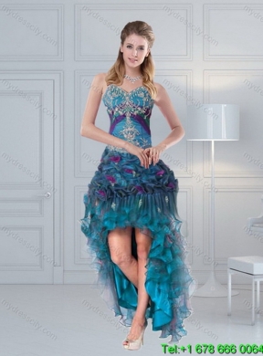 2015 Detachable and  Elegant Multi Color Quinceanera Gown with Hand Made Flower and Pick Ups