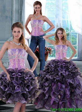 2015 Detachable Appliques and Ruffles Quinceanera Skirts in Multi Color