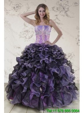 2015 Detachable Appliques and Ruffles Quinceanera Skirts in Multi Color