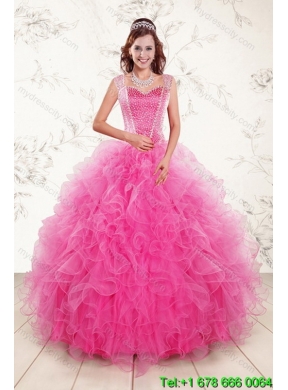 2015 Detachable Hot Pink Quinceanera Skirts with Beading and Ruffles