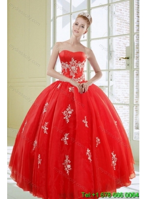 2015 Detachable Strapless Red Quinceanera Skirts With Appliques