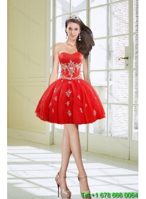 2015 Detachable Strapless Red Quinceanera Skirts With Appliques