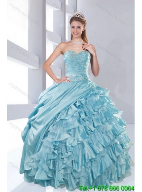 2015 Elegant Aqua Blue Quiceanera Dresses in Taffeta