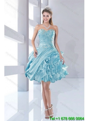 2015 Elegant Aqua Blue Quiceanera Dresses in Taffeta