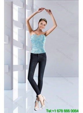 2015 Elegant Aqua Blue Quiceanera Dresses in Taffeta