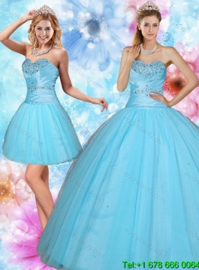 2015 Elegant Sweetheart Beaded Quinceanera Dress in Baby Blue