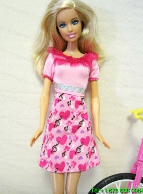 Beautiful Printing Short Colorful Barbie Doll Dress