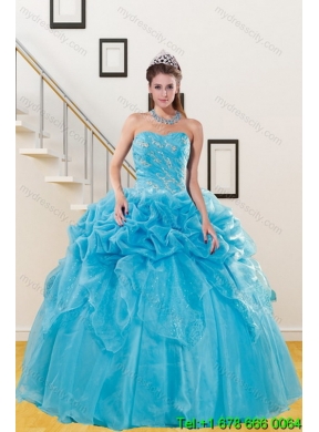 Detachable Appliques and Pick Ups Teal Quinceanera Skirts for 2015