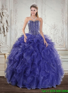 Detachable Beading and Ruffles Quinceanera Skirts in Purple