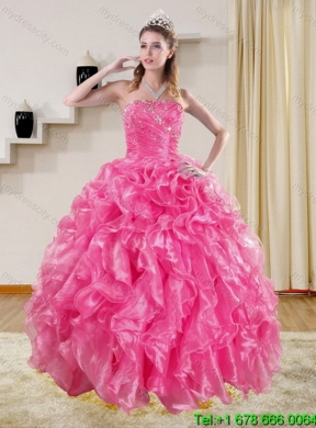 Detachable Hot Pink Quinceanera Skirts with Beading and Ruffles