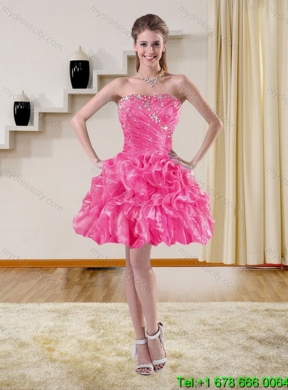 Detachable Hot Pink Quinceanera Skirts with Beading and Ruffles